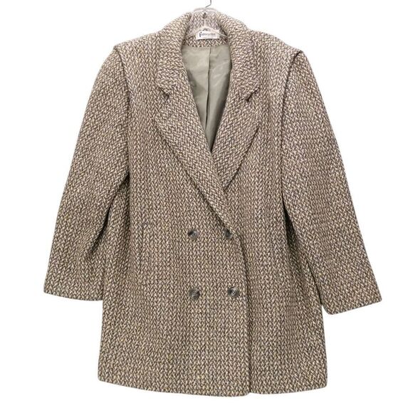 Vtg‎ Forecaster Tweed Double Breasted Wool Blazer Coat Size 13/14 L - Picture 1 of 11